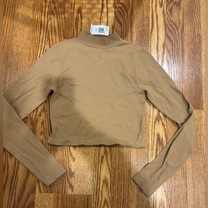 Tan Ribbed Long Sleeve Top
